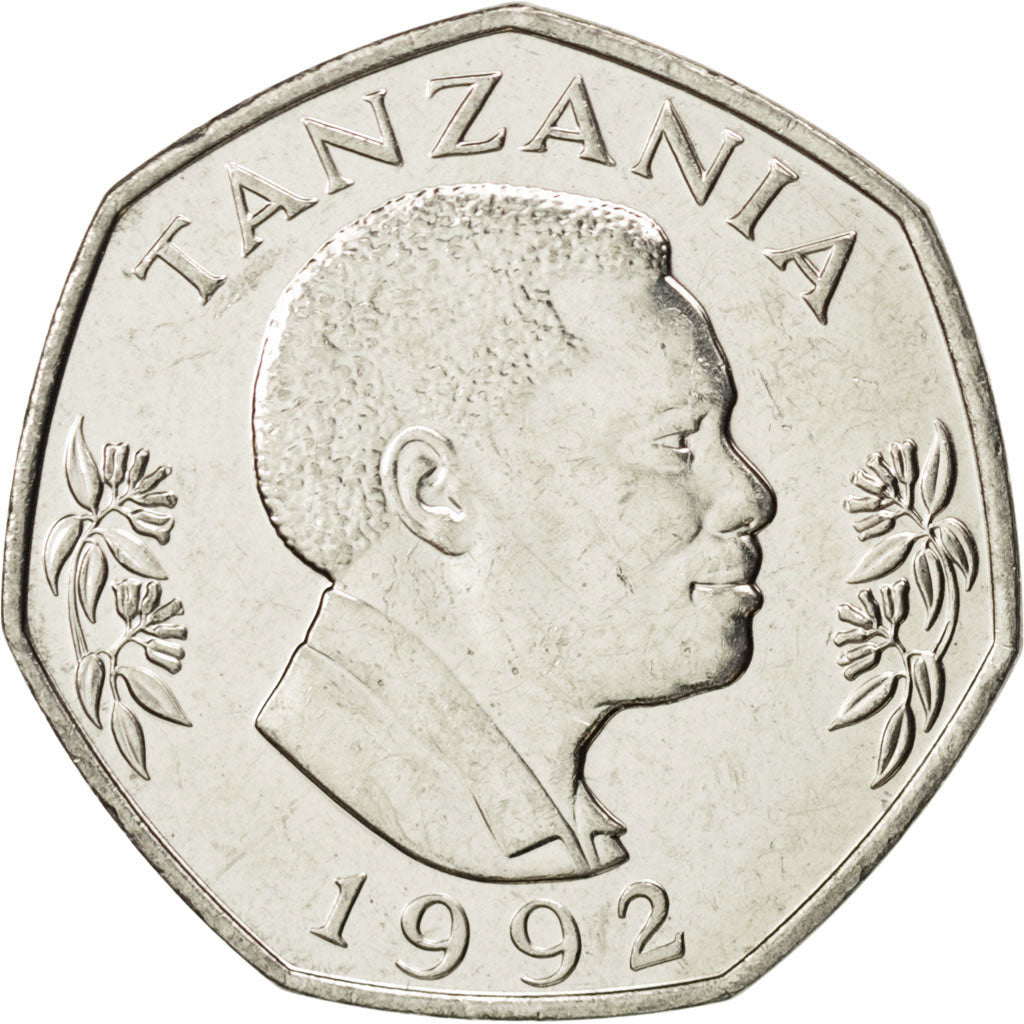 TANZANIA, 20 Shilingi, 1992, KM #27.2, MS(63), Nickel Bonded Steel, 31, 13.15
