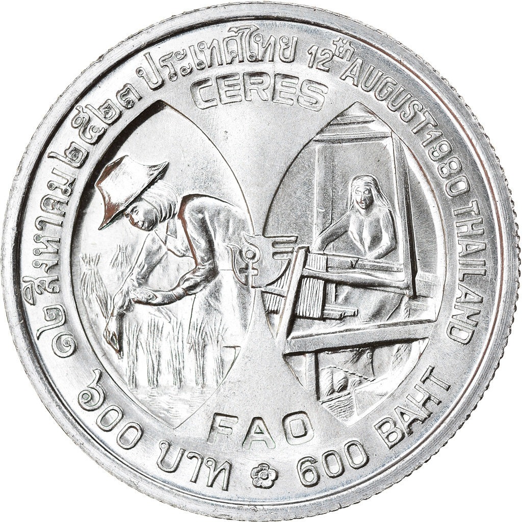 Moneda, Tailandia, Rama IX, 600 Baht, 1980, SC, Plata, KM:138