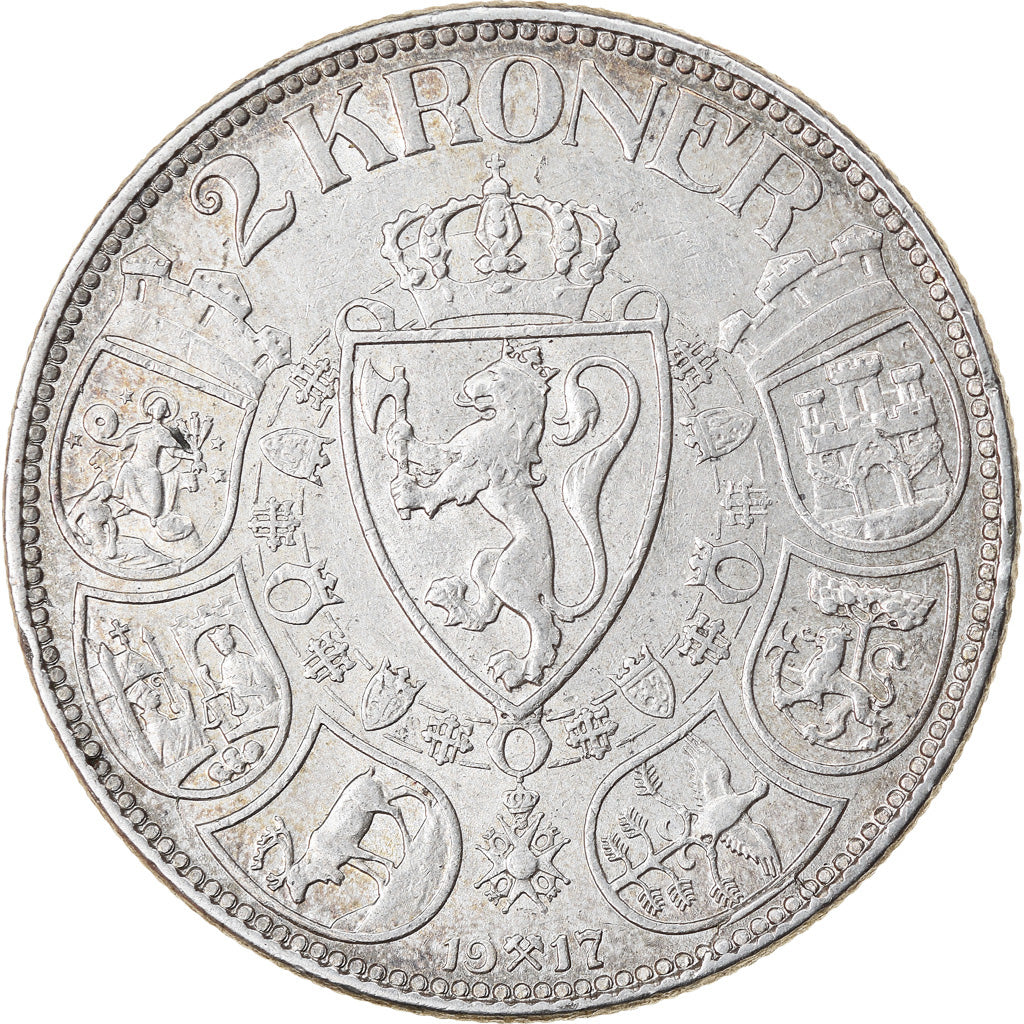 Monnaie, Norvège, Haakon VII, 2 Kroner, 1917, SUP+, Argent, KM:370