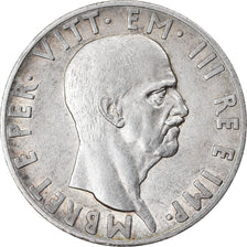 Coin, Albania, Vittorio Emanuele III, 10 Lek, 1939, Rome, AU(55-58), Silver