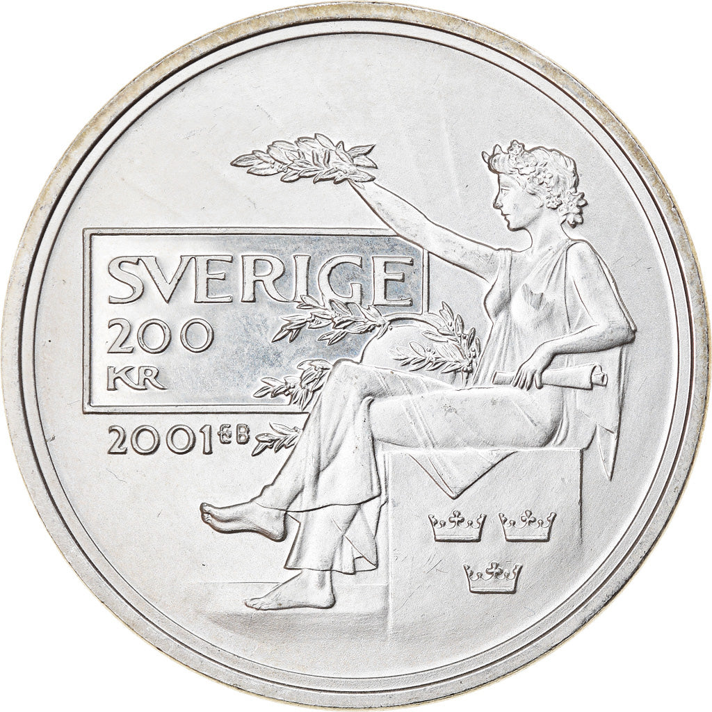 Moneta, Svezia, Carl XVI Gustaf, 200 Kronor, 2001, Eskilstuna, SPL, Argento