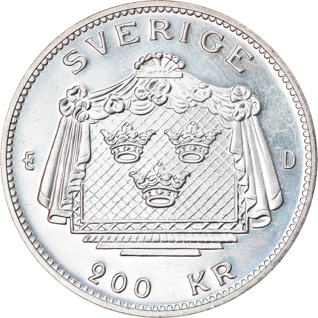 Moneta, Svezia, Carl XVI Gustaf, 200 Kronor, 1992, SPL, Argento, KM:879