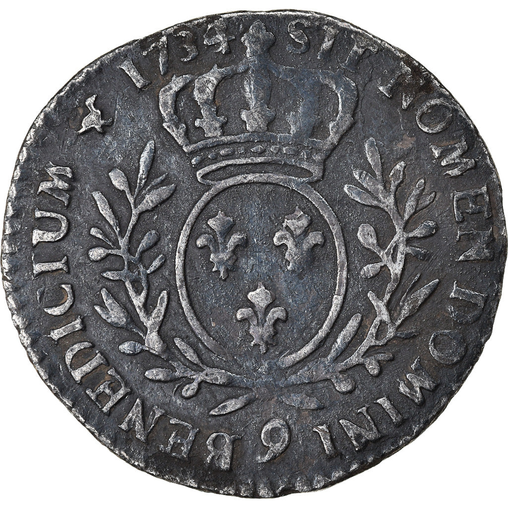 Munten, Frankrijk, Louis XV, 1/10 Écu aux branches d'olivier, 1734, Rennes, FR