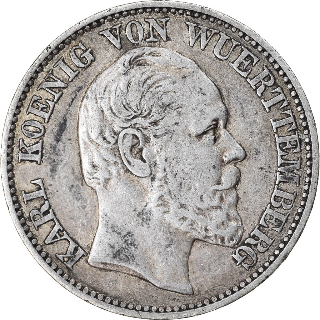 Münze, Deutsch Staaten, WURTTEMBERG, Karl I, 1/2 Gulden, 1870, SS, Silber