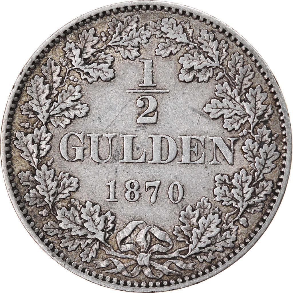Münze, Deutsch Staaten, WURTTEMBERG, Karl I, 1/2 Gulden, 1870, SS, Silber
