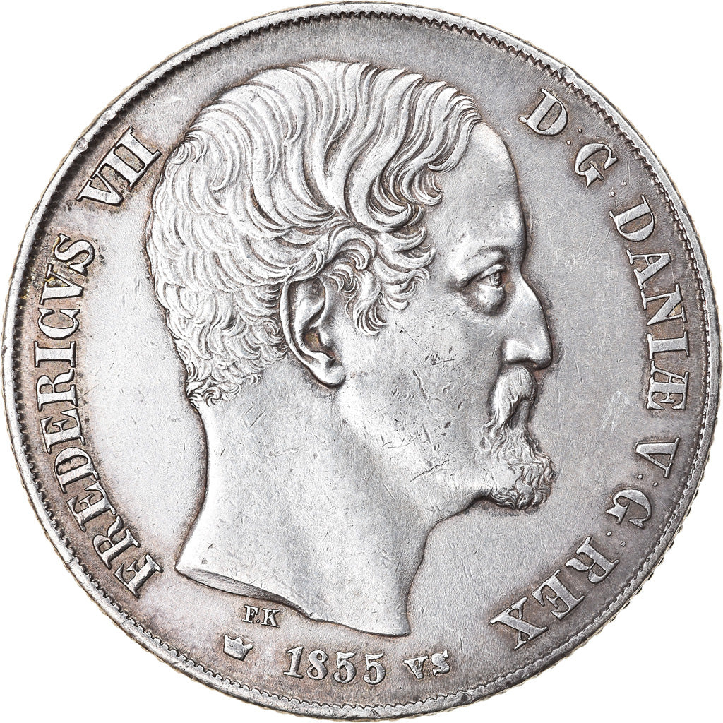 Moneda, Dinamarca, Frederik VII, 2 Rigsdaler, 1855, Copenhagen, MBC+, Plata