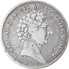 Moneta, Svezia, Carl XIV Johan, 1/8 Riksdaler, 1833, MB+, Argento, KM:626
