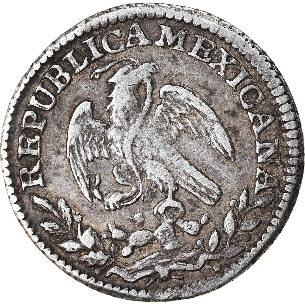 Moneda, México, 1/2 Réal, 1825, Guadalajara, MBC+, Plata, KM:370.5