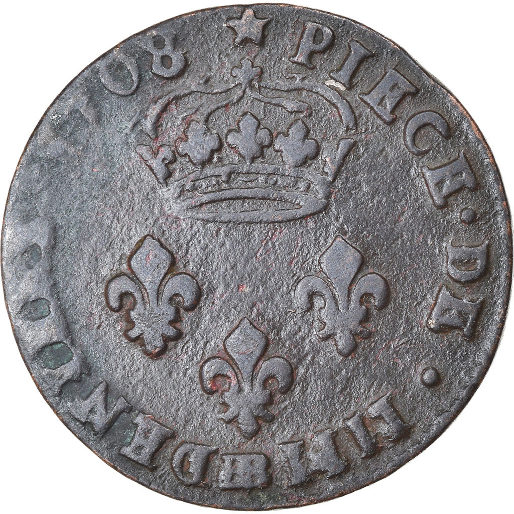 Munten, Frankrijk, Louis XIV, Quatre deniers de Strasbourg, 4 Deniers, 1708