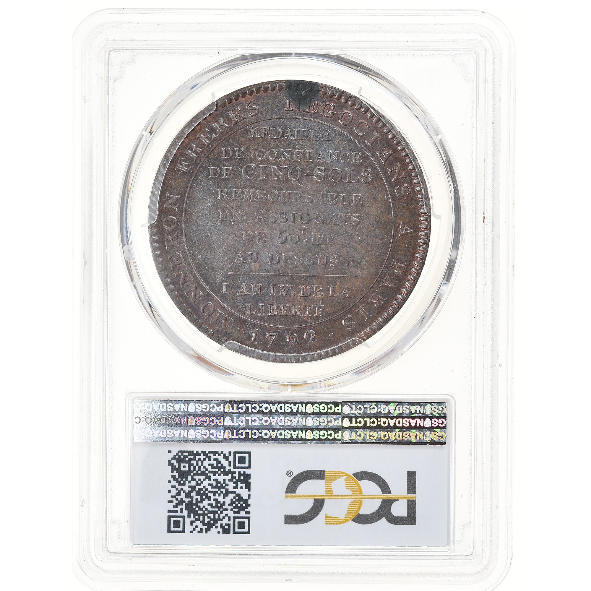 Moeda, França, 5 Sols, 1792, Birmingham, PCGS, MS63BN, MS(63), Bronze, KM:Tn31