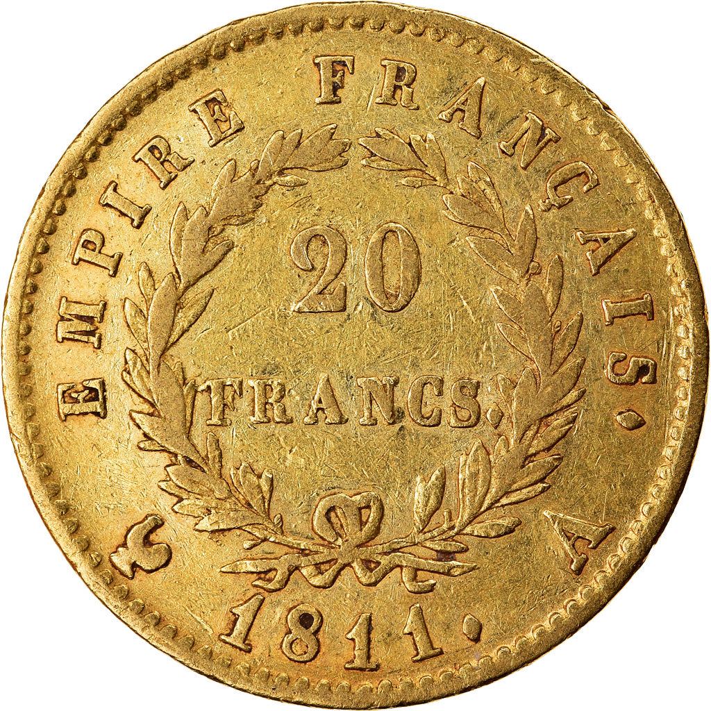 Monnaie, France, Napoléon I, 20 Francs, 1811, Paris, TB+, Or, Gadoury:1025