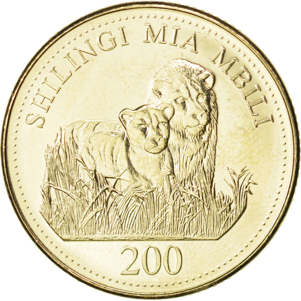Coin, Tanzania, 200 Shilingi, 2008, MS(63), Copper-Nickel-Zinc, KM:34