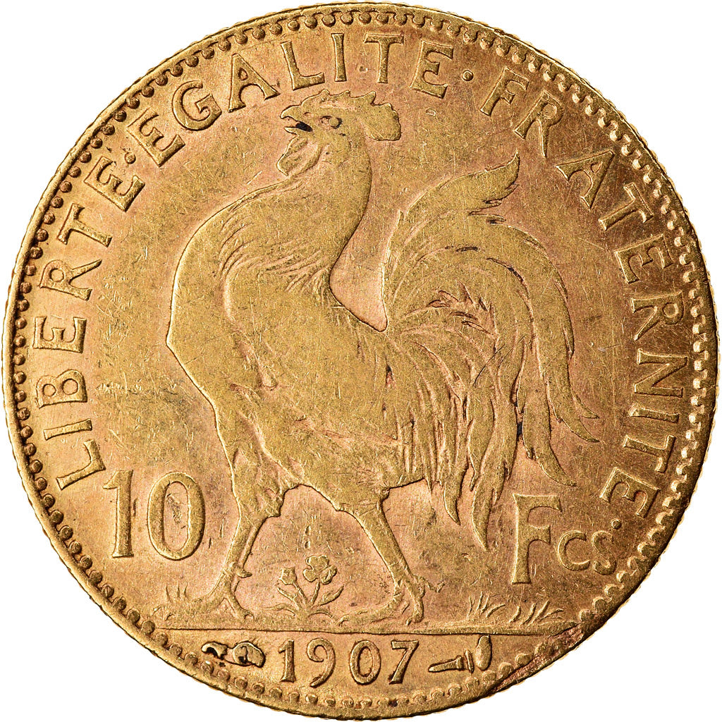 Munten, Frankrijk, Marianne, 10 Francs, 1907, Paris, FR+, Goud, KM:846
