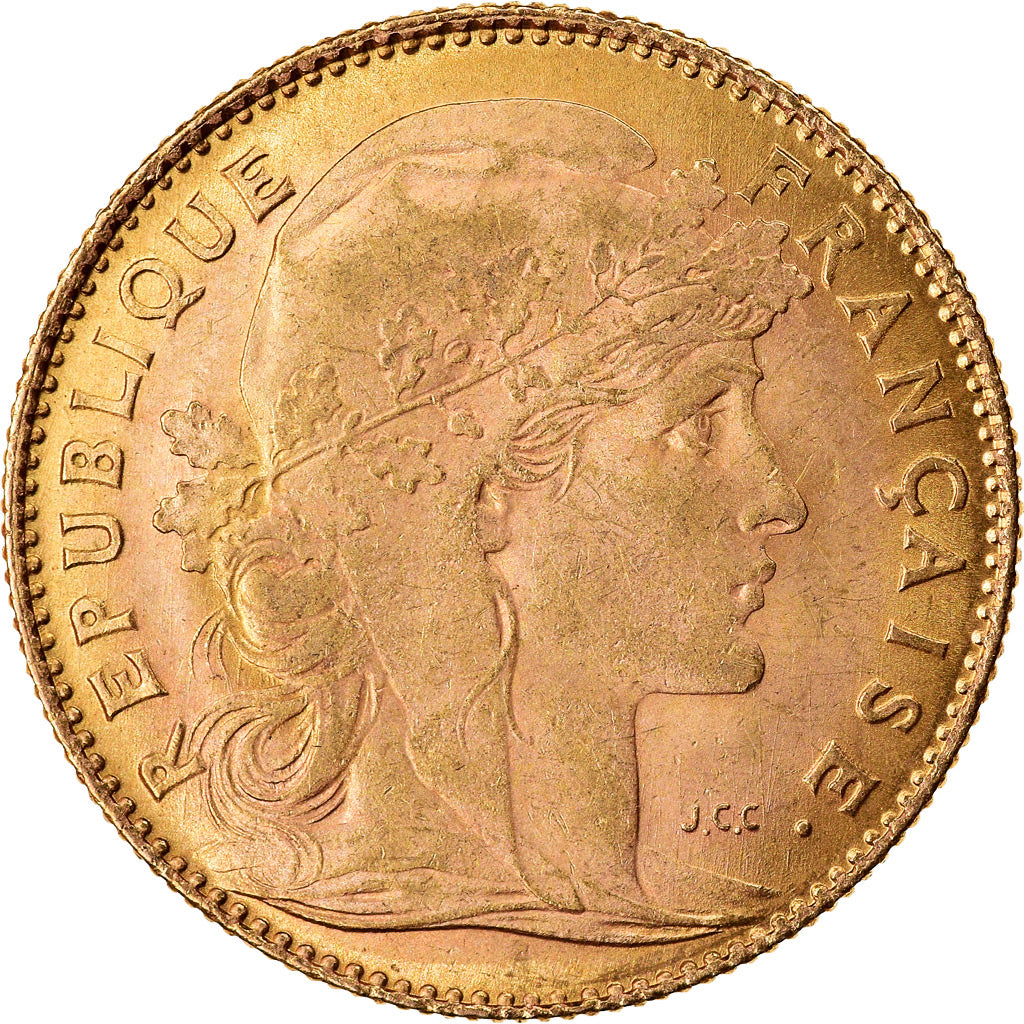 Moeda, França, Marianne, 10 Francs, 1910, Paris, AU(50-53), Dourado, KM:846