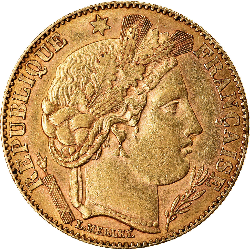 Moeda, França, Cérès, 10 Francs, 1895, Paris, AU(50-53), Dourado, KM:830
