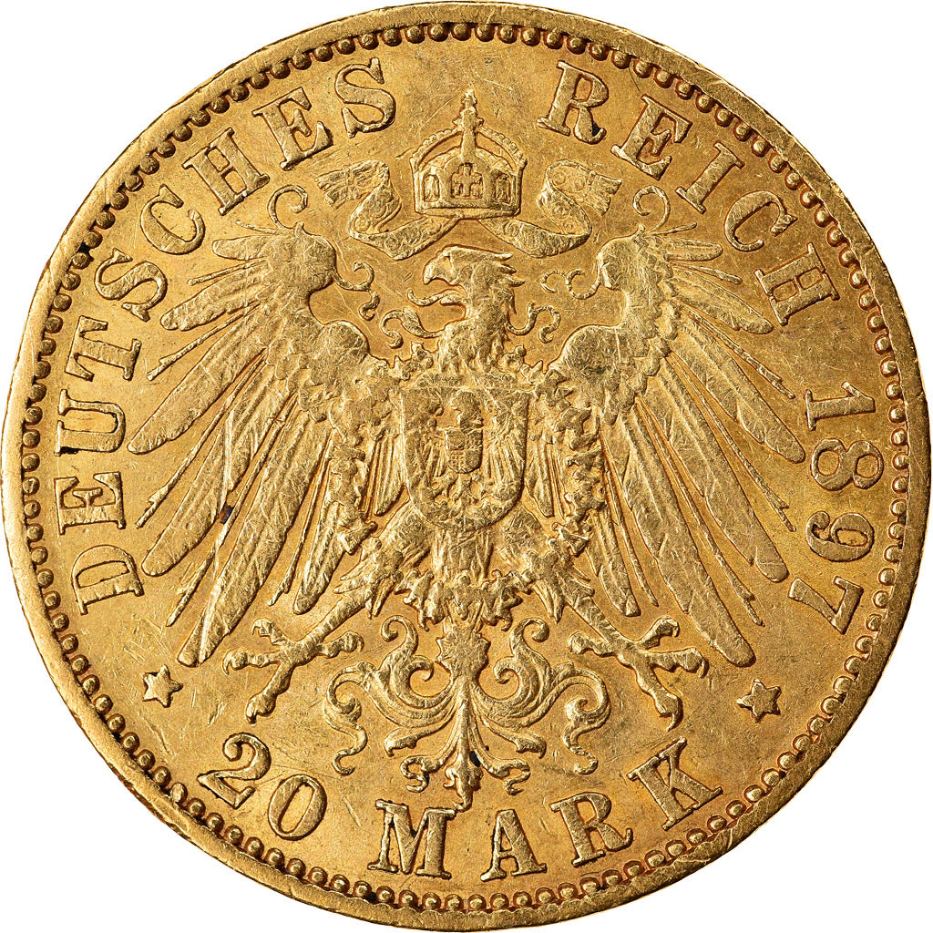 Monnaie, Etats allemands, PRUSSIA, Wilhelm II, 20 Mark, 1897, Berlin, TTB+, Or
