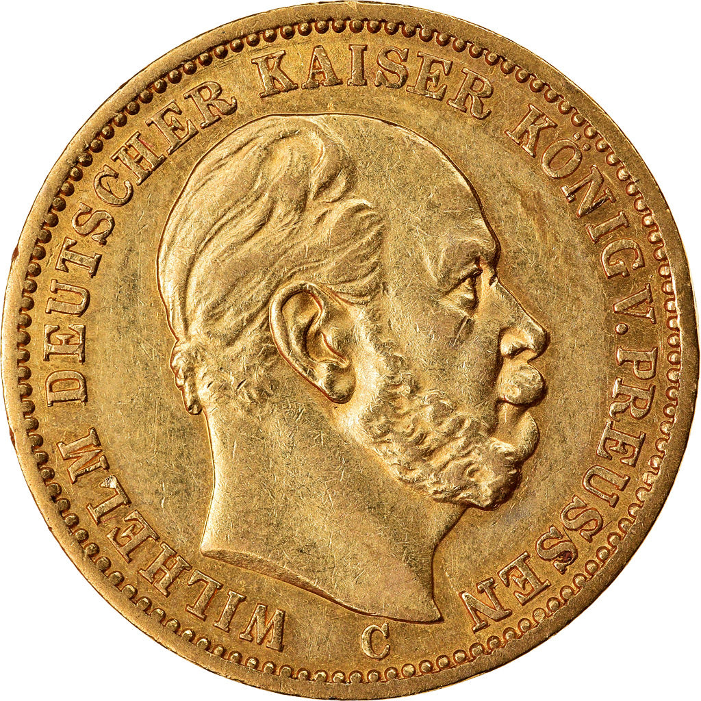 Coin, German States, PRUSSIA, Wilhelm I, 20 Mark, 1873, Frankfurt, AU(50-53)