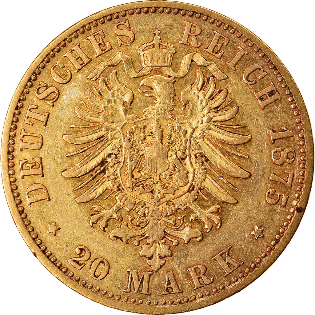 Coin, German States, PRUSSIA, Wilhelm I, 20 Mark, 1875, Berlin, AU(55-58), Gold