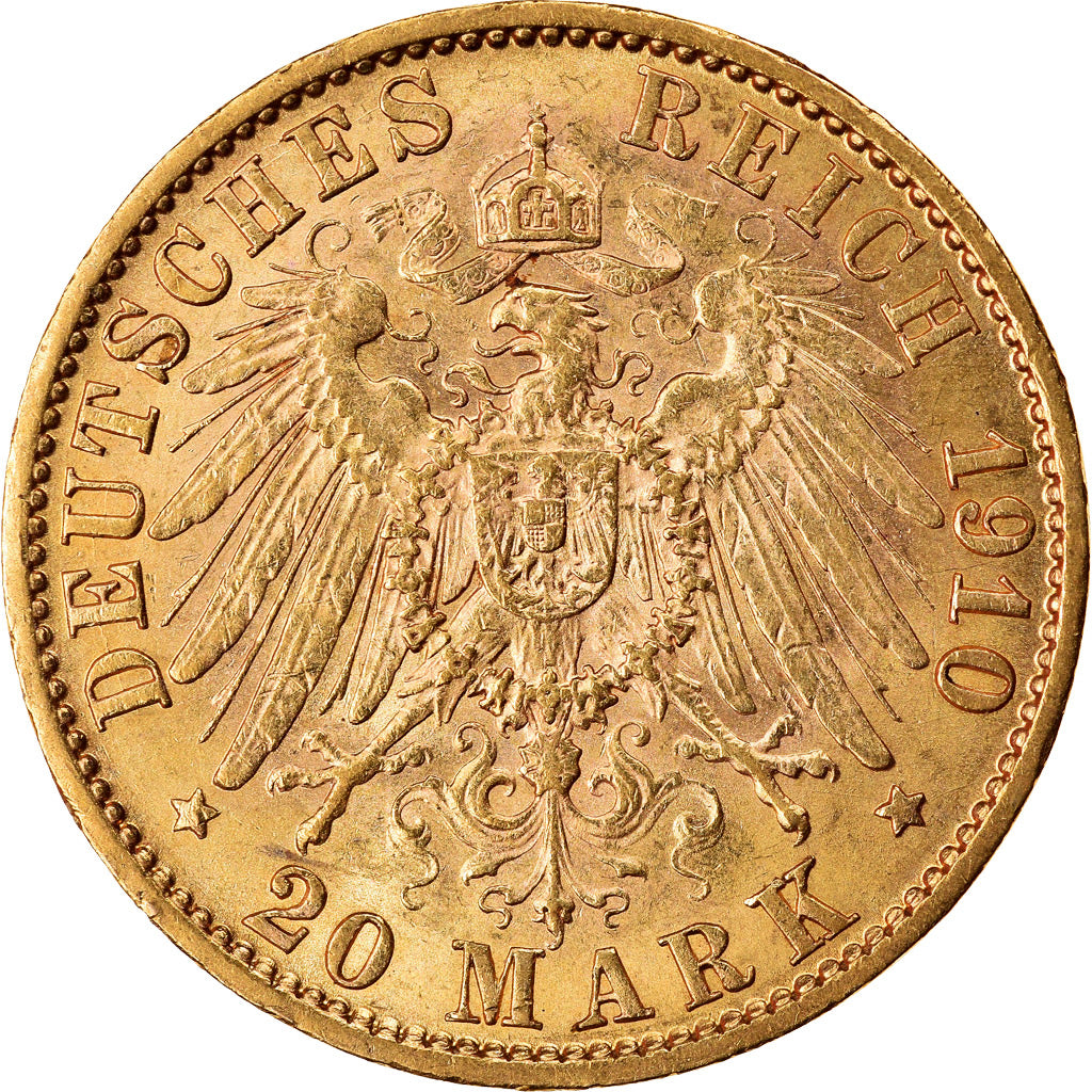 Coin, German States, PRUSSIA, Wilhelm II, 20 Mark, 1910, Berlin, MS(60-62)