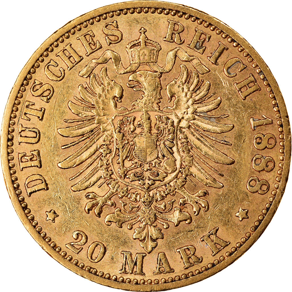 Coin, German States, PRUSSIA, Friedrich III, 20 Mark, 1888, Berlin, AU(50-53)