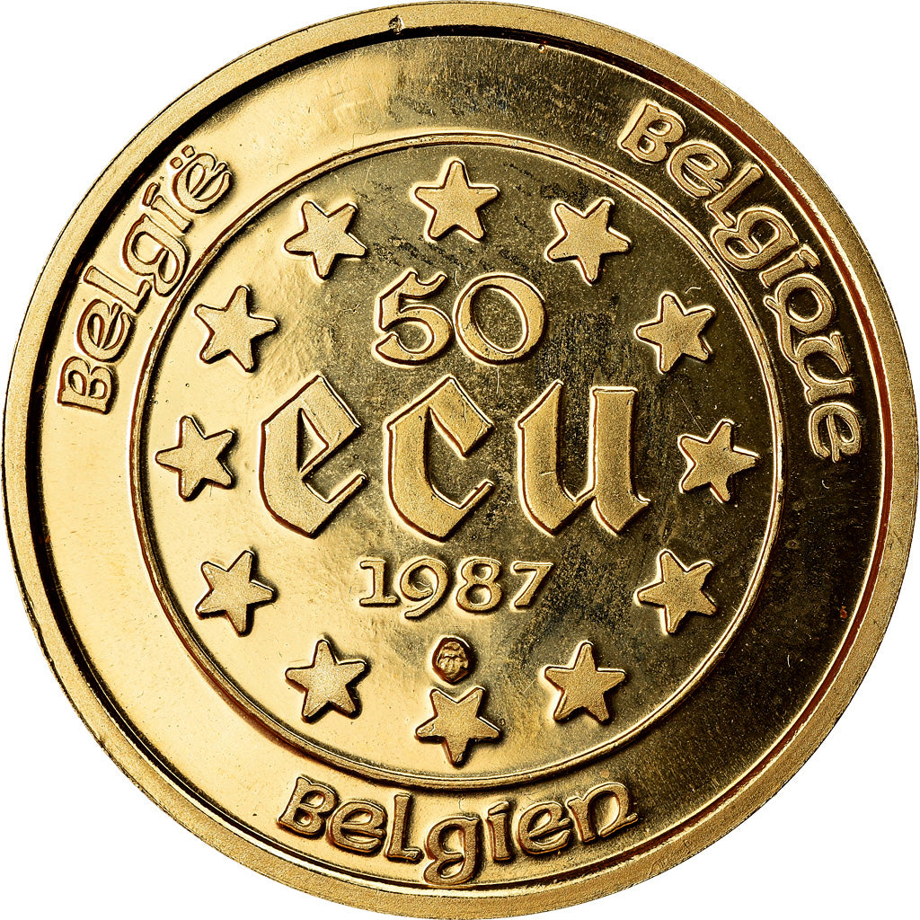 Munten, België, 50 Ecu, 1987, Brussels, FDC, Goud, KM:167