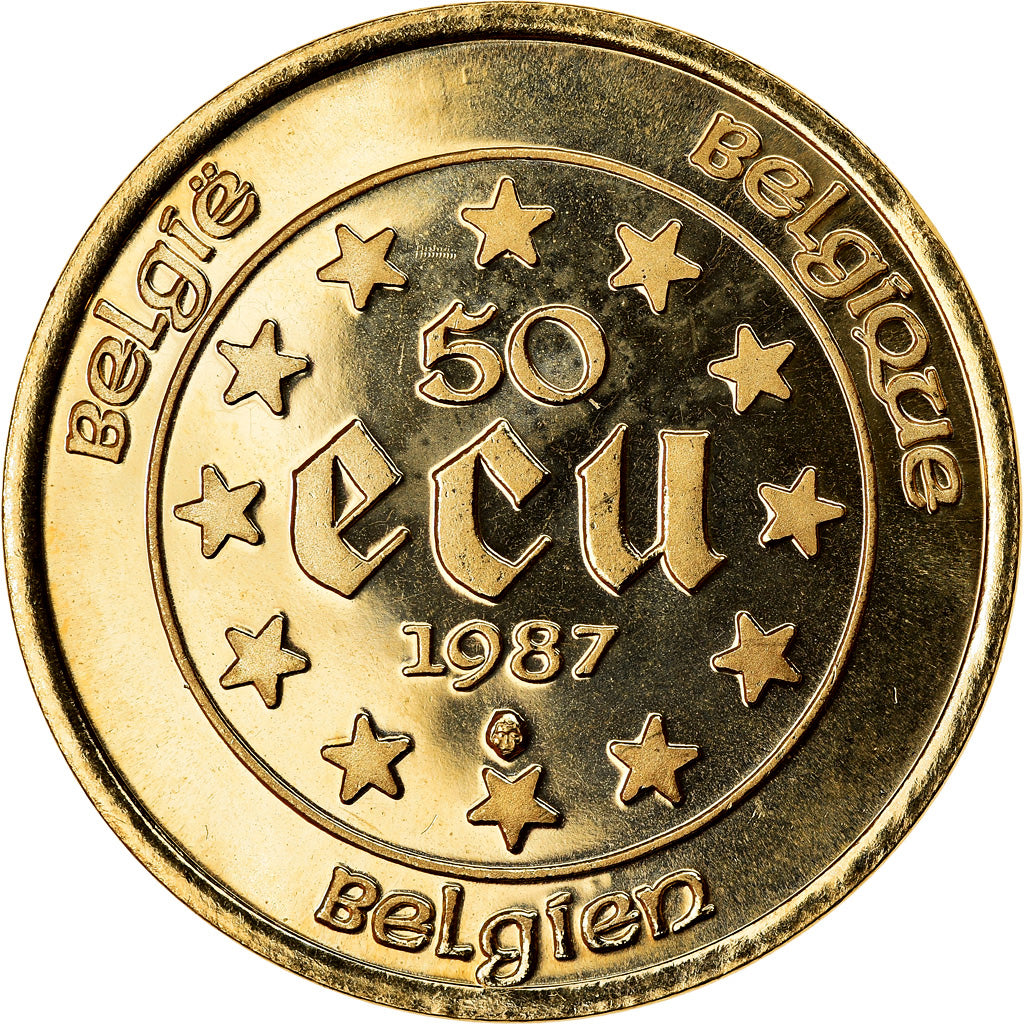Moneda, Bélgica, 50 Ecu, 1987, Brussels, FDC, Oro, KM:167