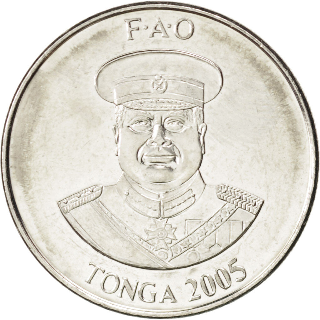 Coin, Tonga, King Taufa'ahau Tupou IV, 10 Seniti, 2005, MS(63), Nickel plated