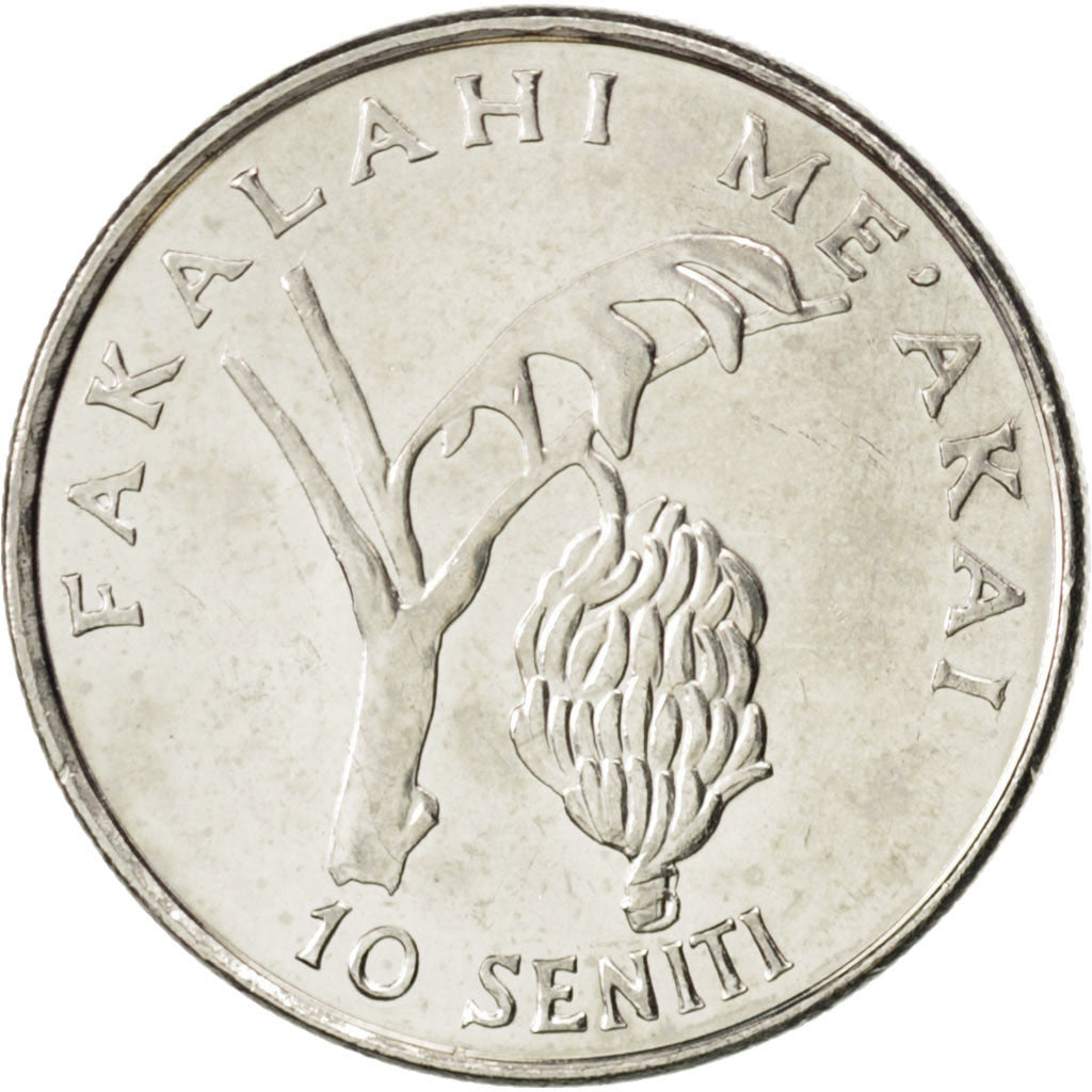 Coin, Tonga, King Taufa'ahau Tupou IV, 10 Seniti, 2005, MS(63), Nickel plated