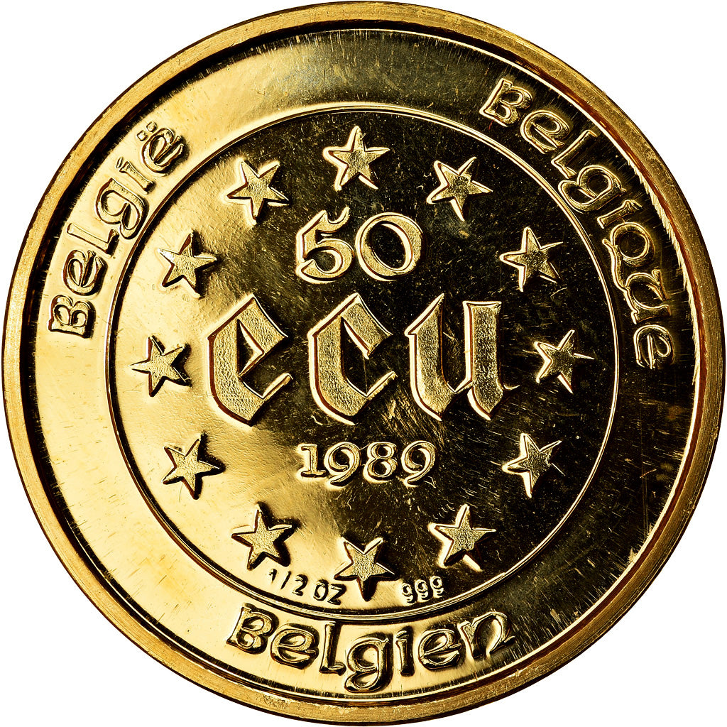 Monnaie, Belgique, Charlemagne, 50 Ecu, 1989, SPL, Or, KM:174