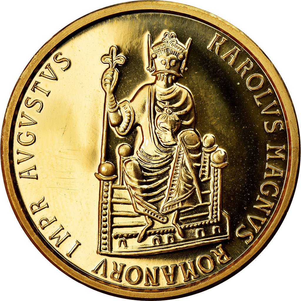 Monnaie, Belgique, Charlemagne, 50 Ecu, 1989, SPL, Or, KM:174