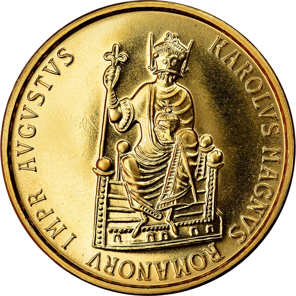Münze, Belgien, Charlemagne, 50 Ecu, 1989, UNZ, Gold, KM:174