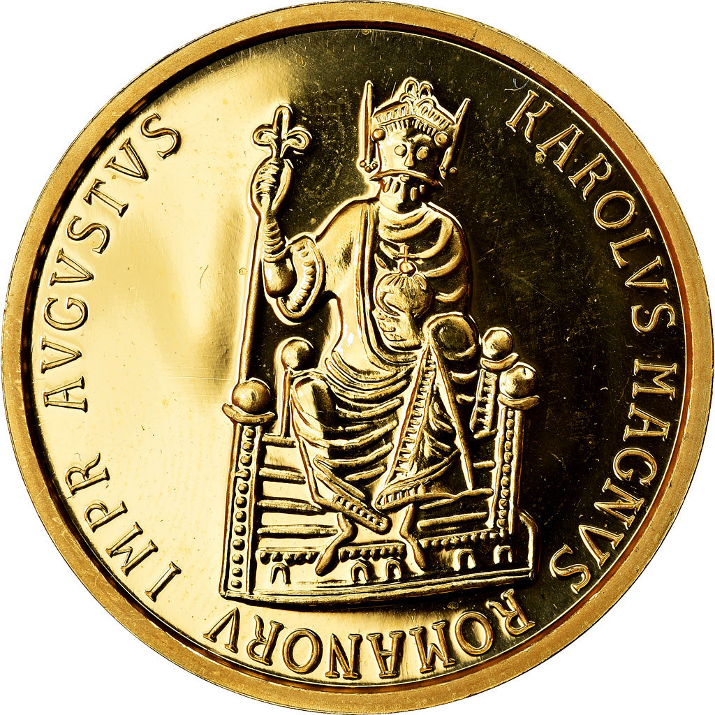 Munten, België, Charlemagne, 50 Ecu, 1989, UNC-, Goud, KM:174