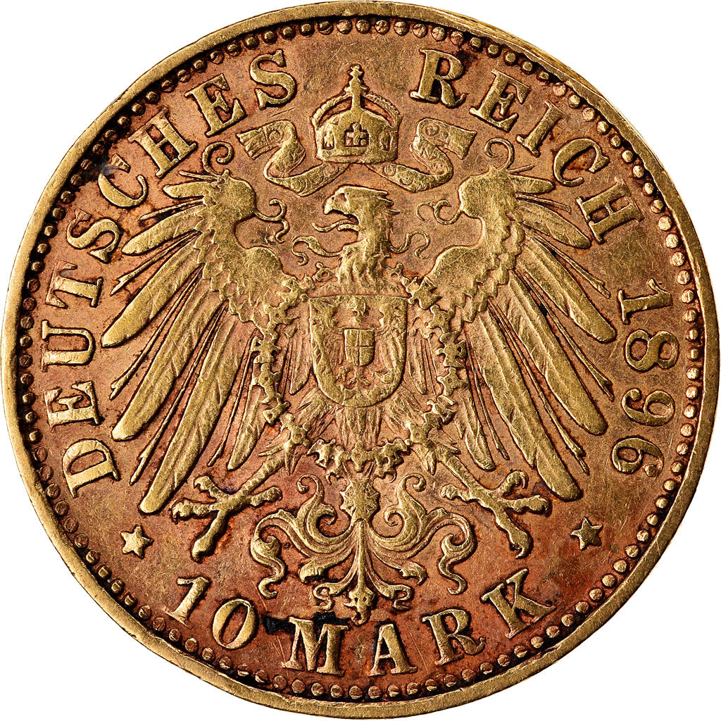 Moneda, Estados alemanes, BAVARIA, Otto, 10 Mark, 1896, Munich, MBC, Oro, KM:911