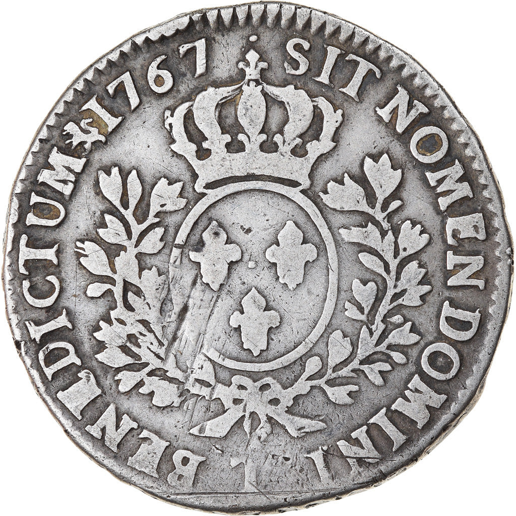 Moneda, Francia, 1/2 Ecu, 1767, Nantes, BC+, Plata, Gadoury:314