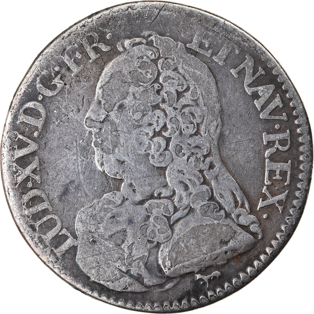 Moneda, Francia, Louis XV, 1/5 Écu aux branches d'olivier, 24 Sols, 1/5 ECU