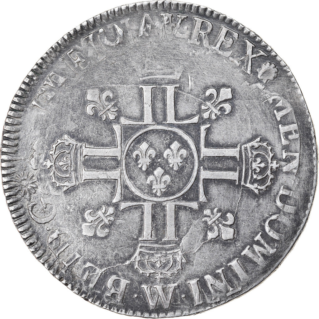 Moneta, Francia, Louis XIV, Ecu aux 8 L, Lille, BB, Argento, Gadoury:224