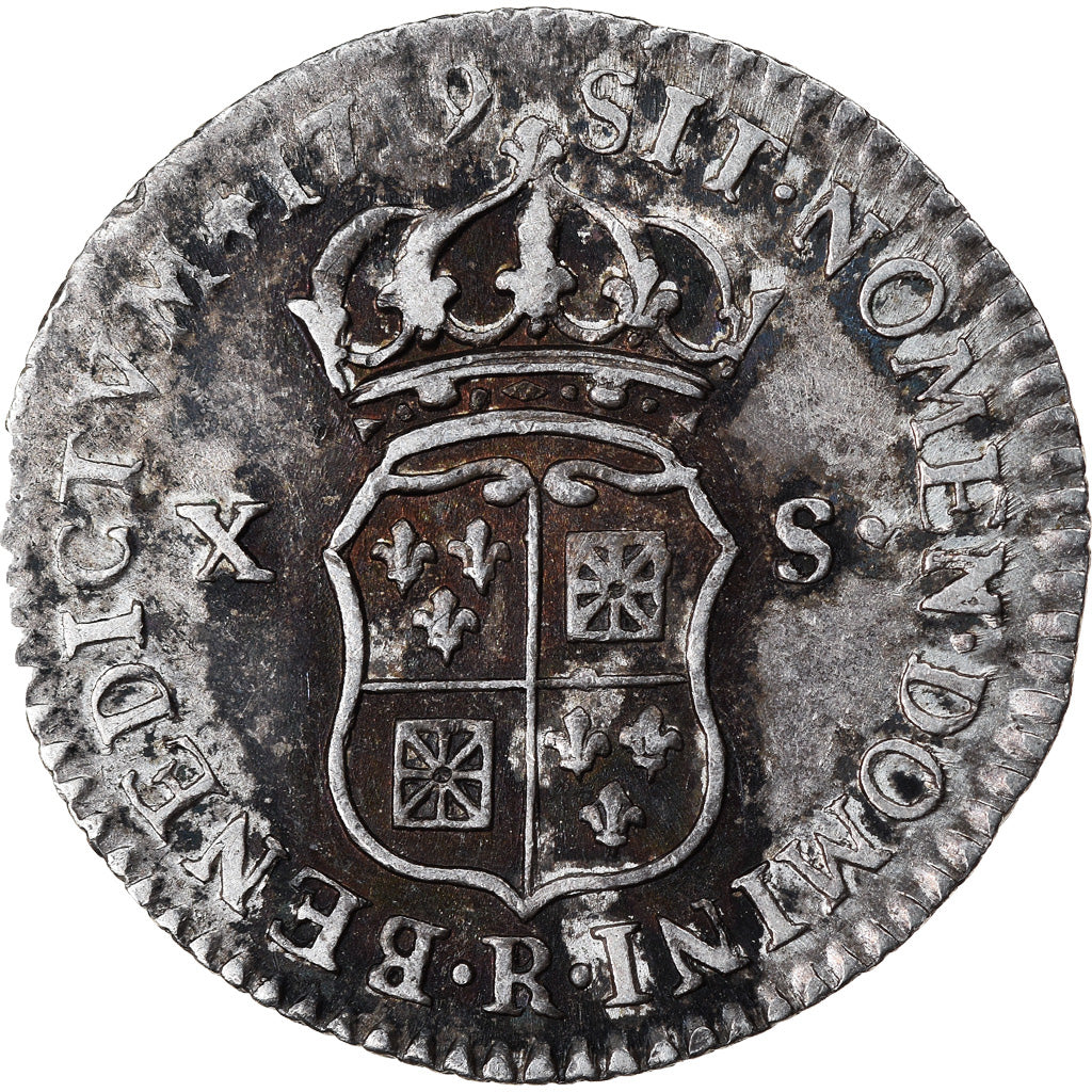 Münze, Frankreich, Louis XV, 1/12 Écu ou X-S de France-Navarre, 10 Sols-1/8