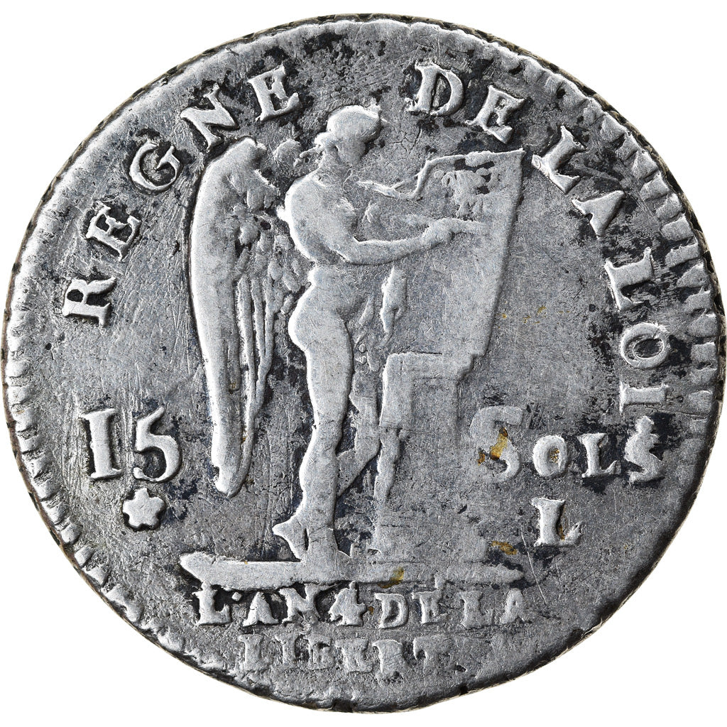 Moeda, França, 15 sols françois, 15 Sols, 1/8 ECU, 1792, Bayonne, VF(30-35)