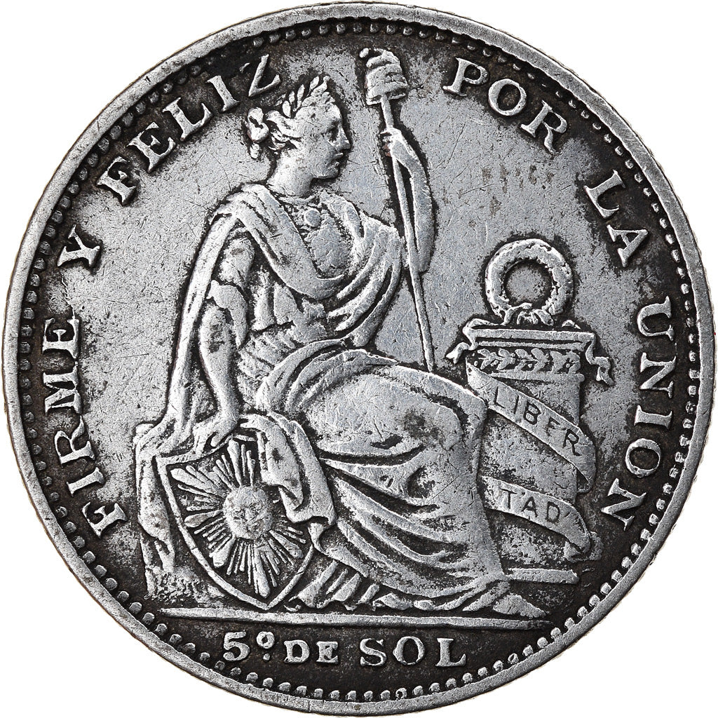 Moneda, Perú, 1/5 Sol, 1899, Lima, MBC, Plata, KM:205.2