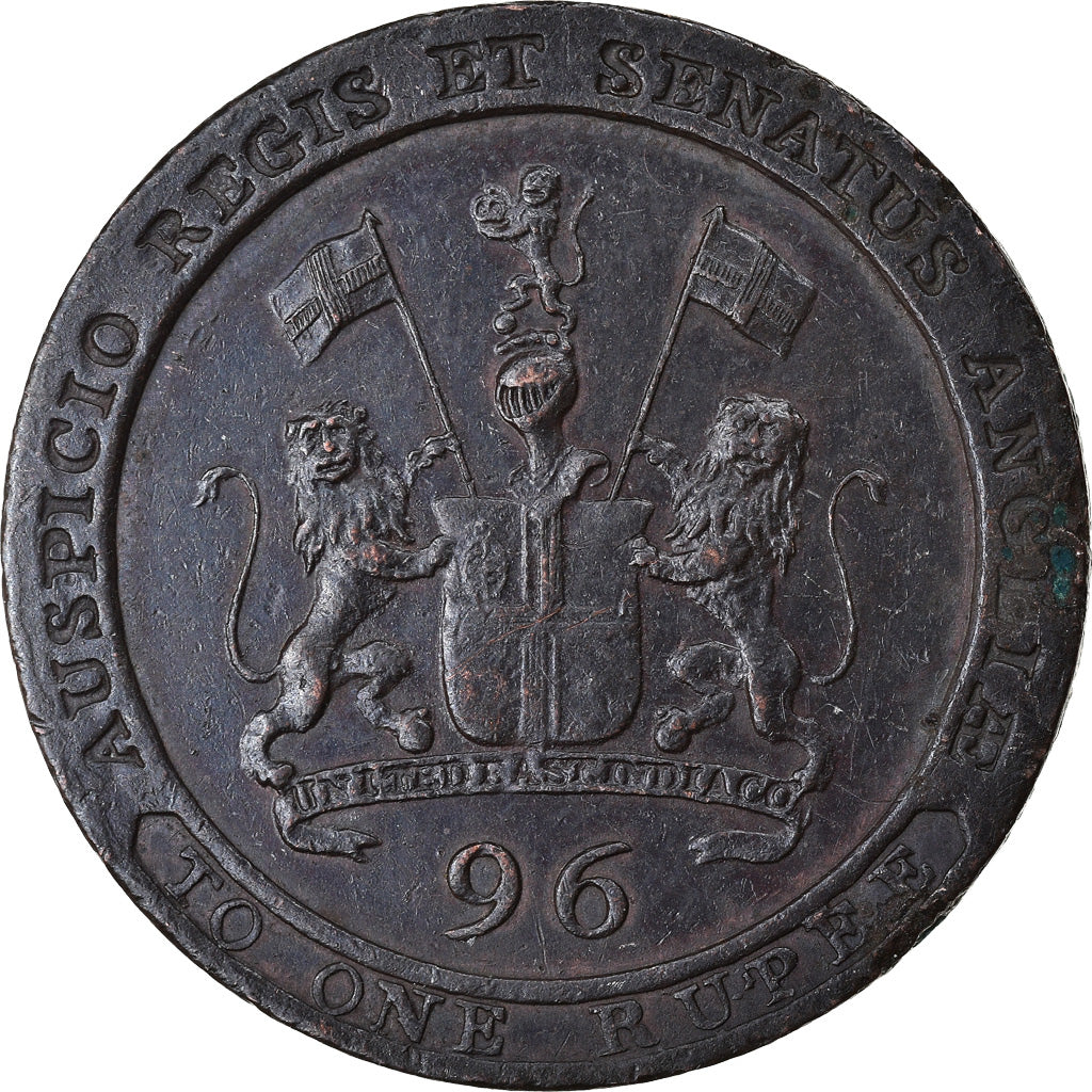 Coin, INDIA-BRITISH, MADRAS PRESIDENCY, 1/96 Rupee, 1/2 Dub, 1797, VF(30-35)