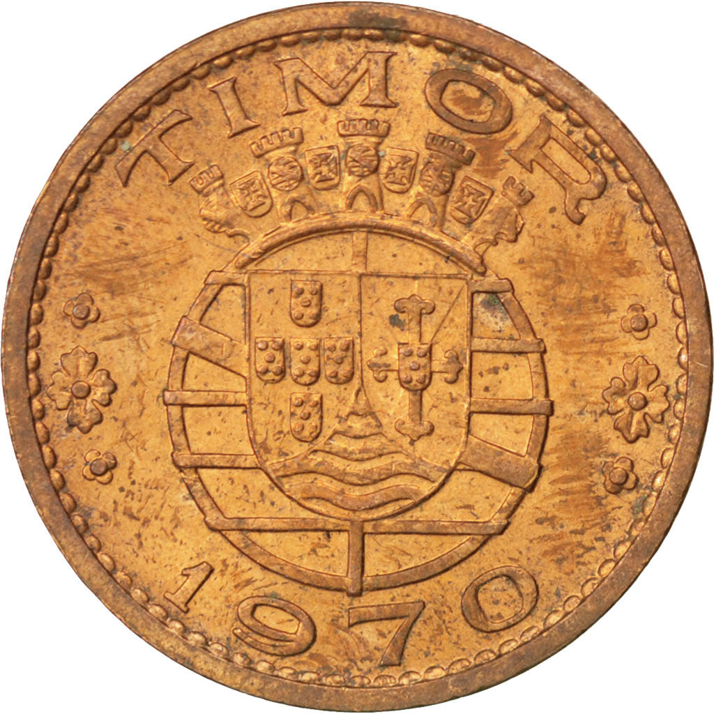TIMOR, Escudo, 1970, Lisbon, KM #19, AU(55-58), Bronze, 25.7, 7.99