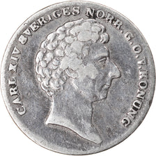 Coin, Sweden, Carl XIV Johan, 1/16 Riksdaler, 1835, VF(30-35), Silver, KM:644