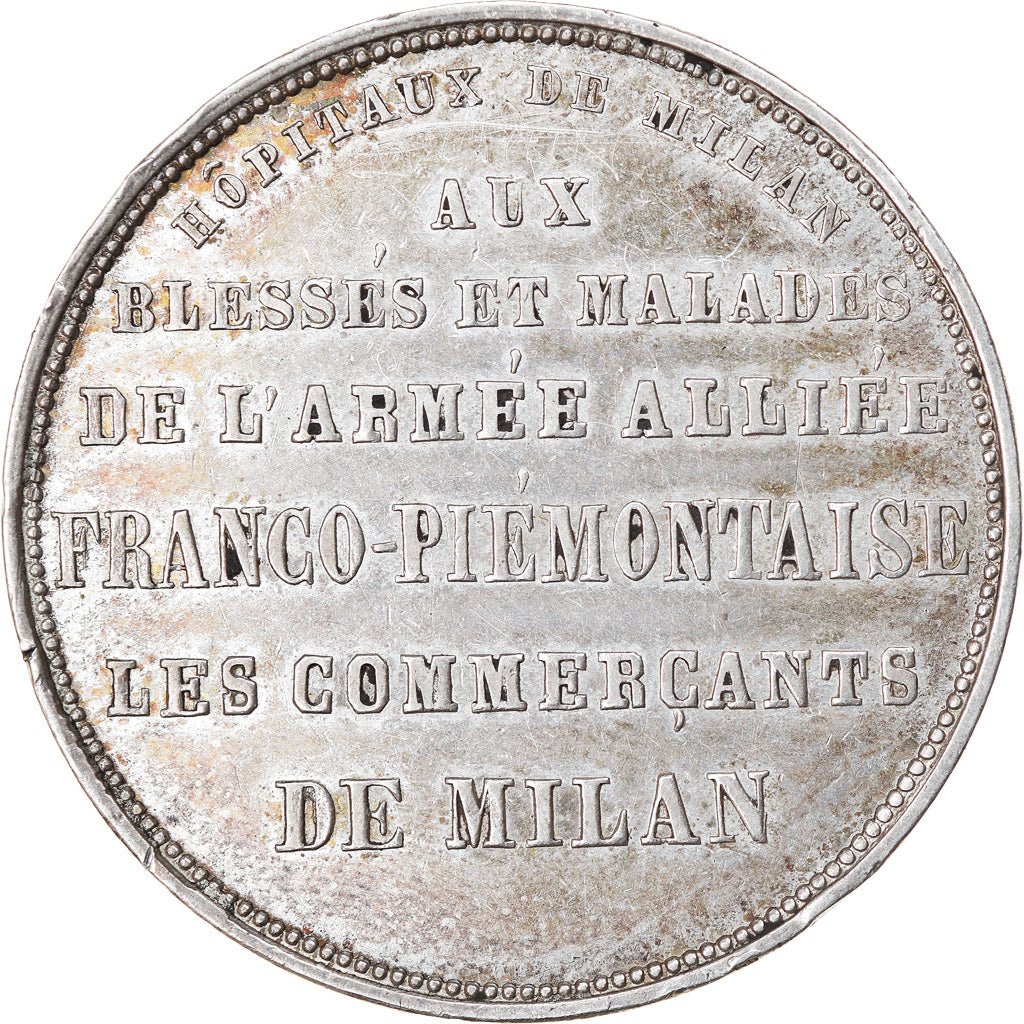 Italia, medalla, Armée franco-piémontaise, History, 1859, EBC, Plata