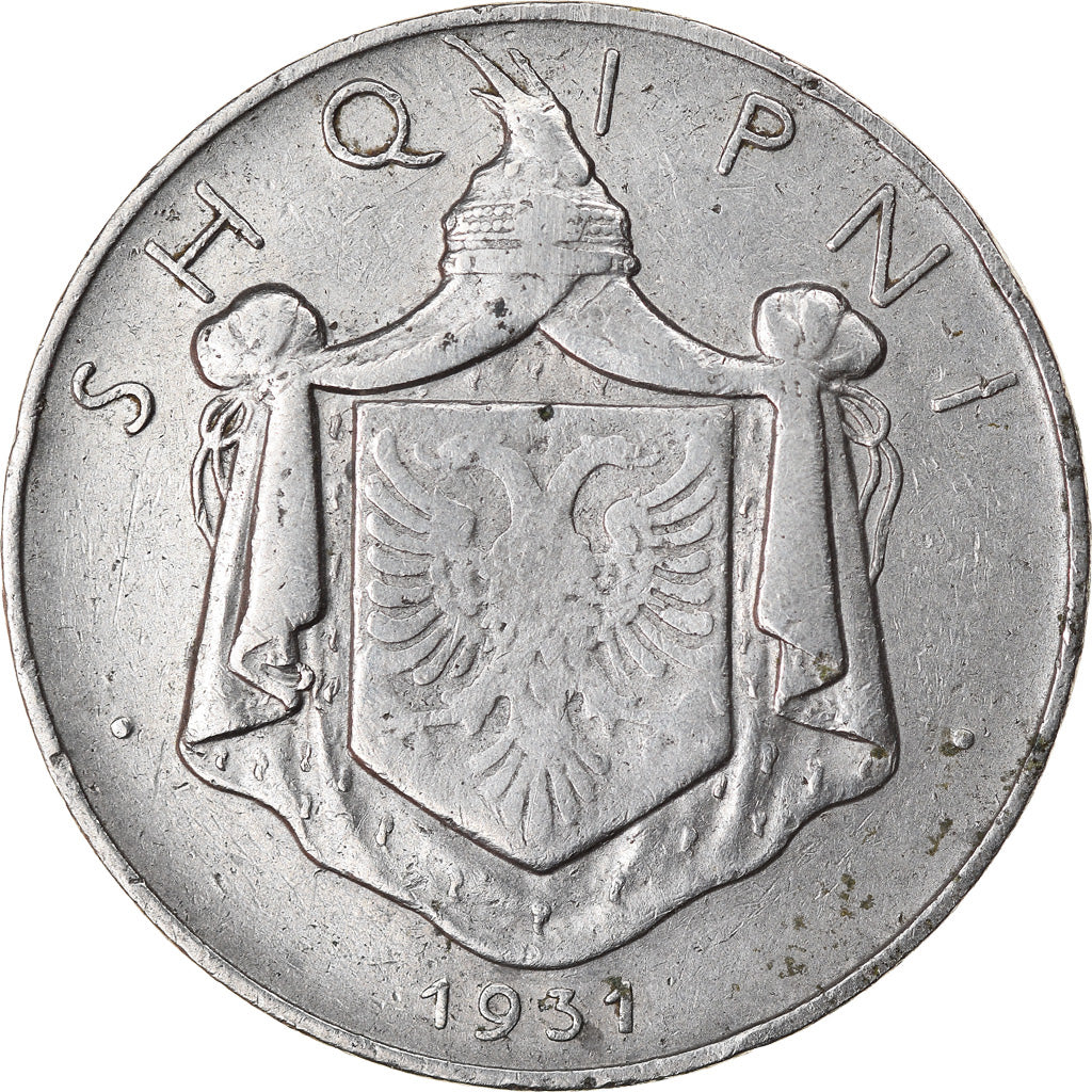 Moeda, Albânia, Zog I, 1/2 Lek, 1931, AU(50-53), Níquel, KM:13