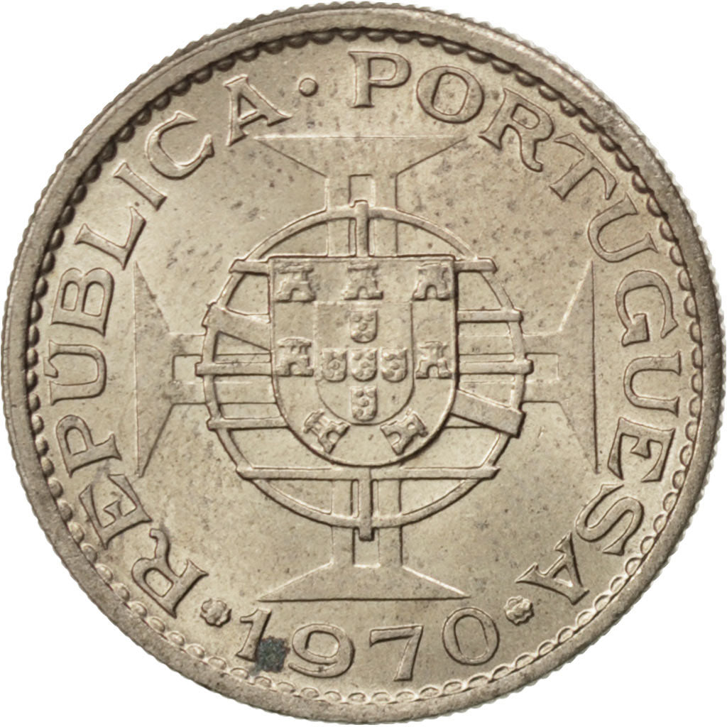 TIMOR, 2-1/2 Escudos, 1970, Lisbon, KM #20, MS(63), Copper-Nickel, 3.53