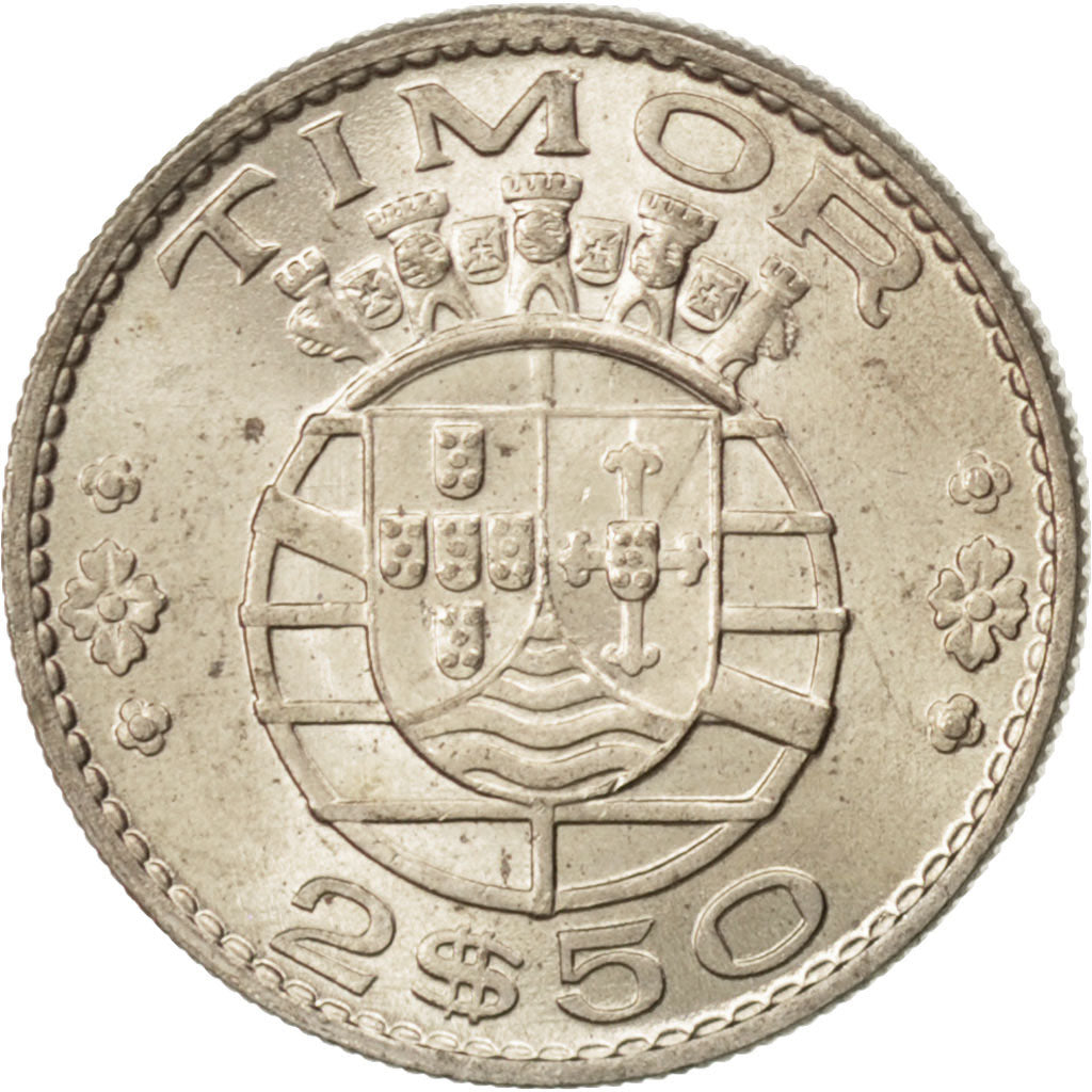 TIMOR, 2-1/2 Escudos, 1970, Lisbon, KM #20, MS(63), Copper-Nickel, 3.53