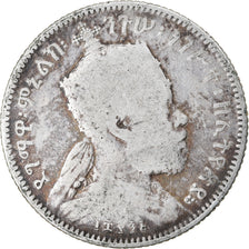 Moeda, Etiópia, Menelik II, 1/4 Birr, 1902, Paris, F(12-15), Prata, KM:3