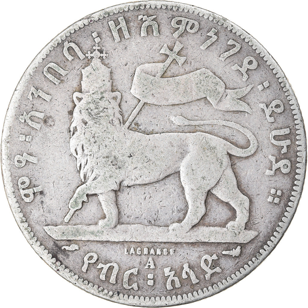 Coin, Ethiopia, Menelik II, 1/2 Birr, 1897, Paris, VF(20-25), Silver, KM:4