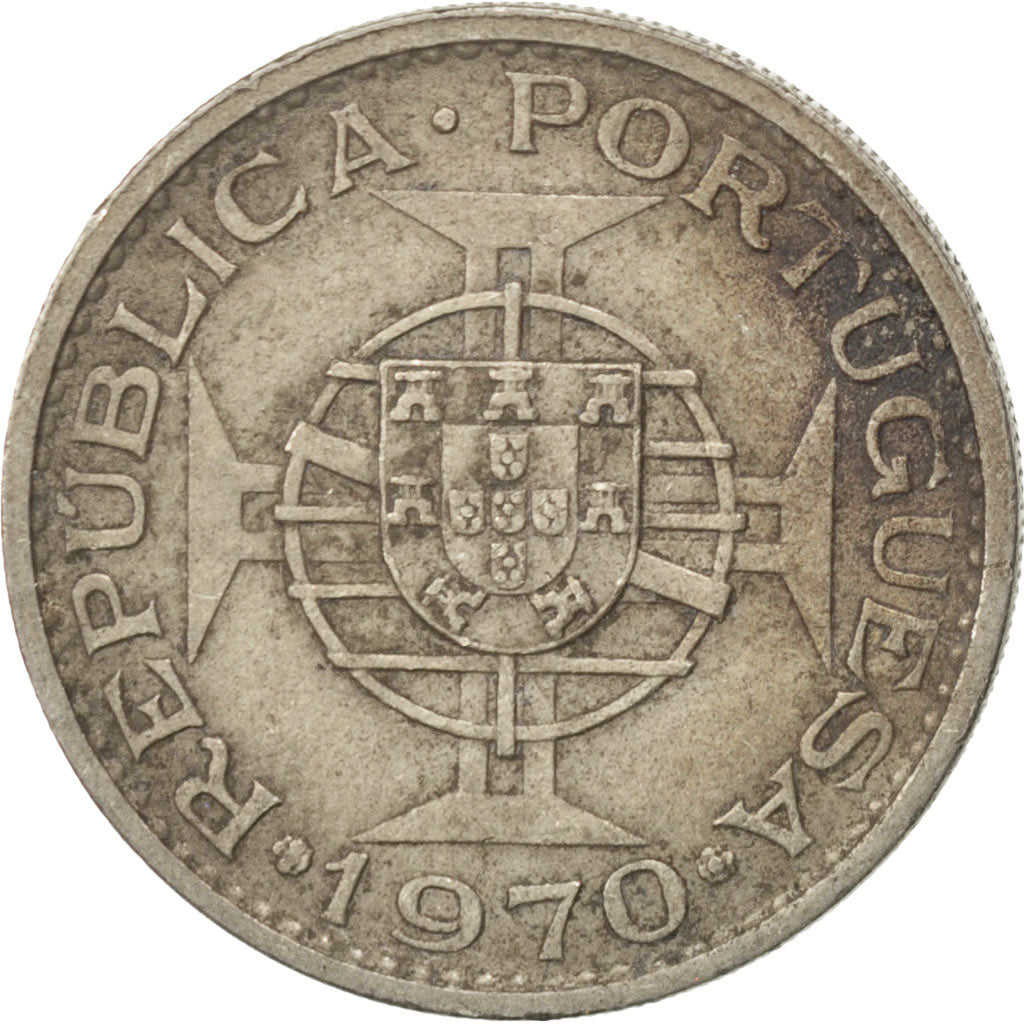 TIMOR, 5 Escudos, 1970, Lisbon, KM #21, EF(40-45), Copper-Nickel, 24, 6.96