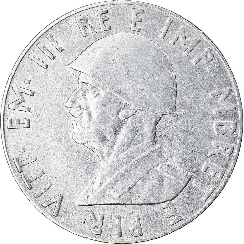 Coin, Albania, Vittorio Emanuele III, 2 Lek, 1939, Rome, AU(55-58), Stainless